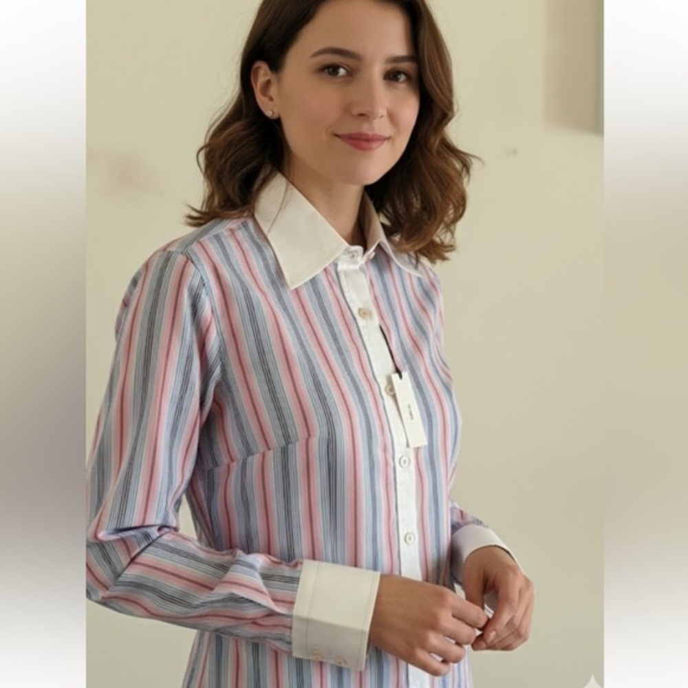 Elegant Striped Button-Down Shirt for Women Edition limitee #004/111
